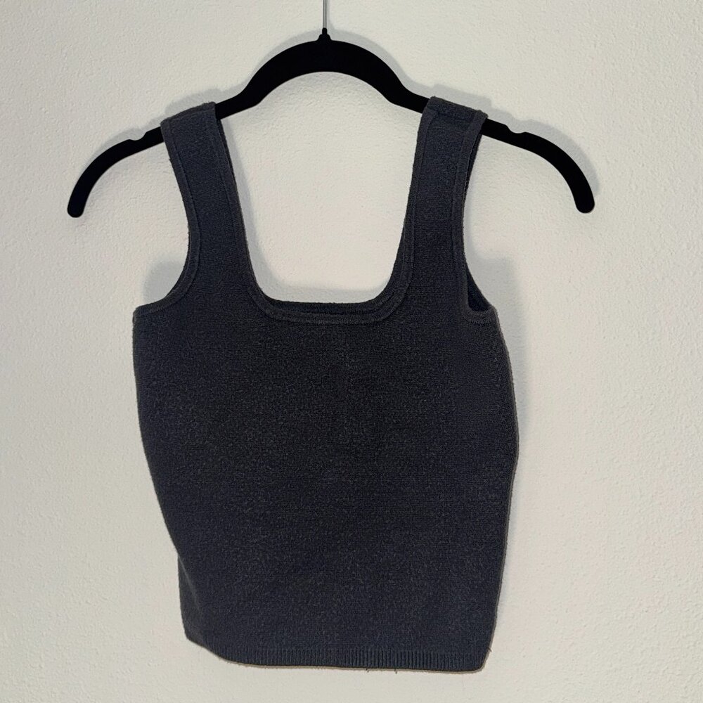 Abercrombie & Fitch Soft AF Square Neck Knit Crop Top - Dark Grey
